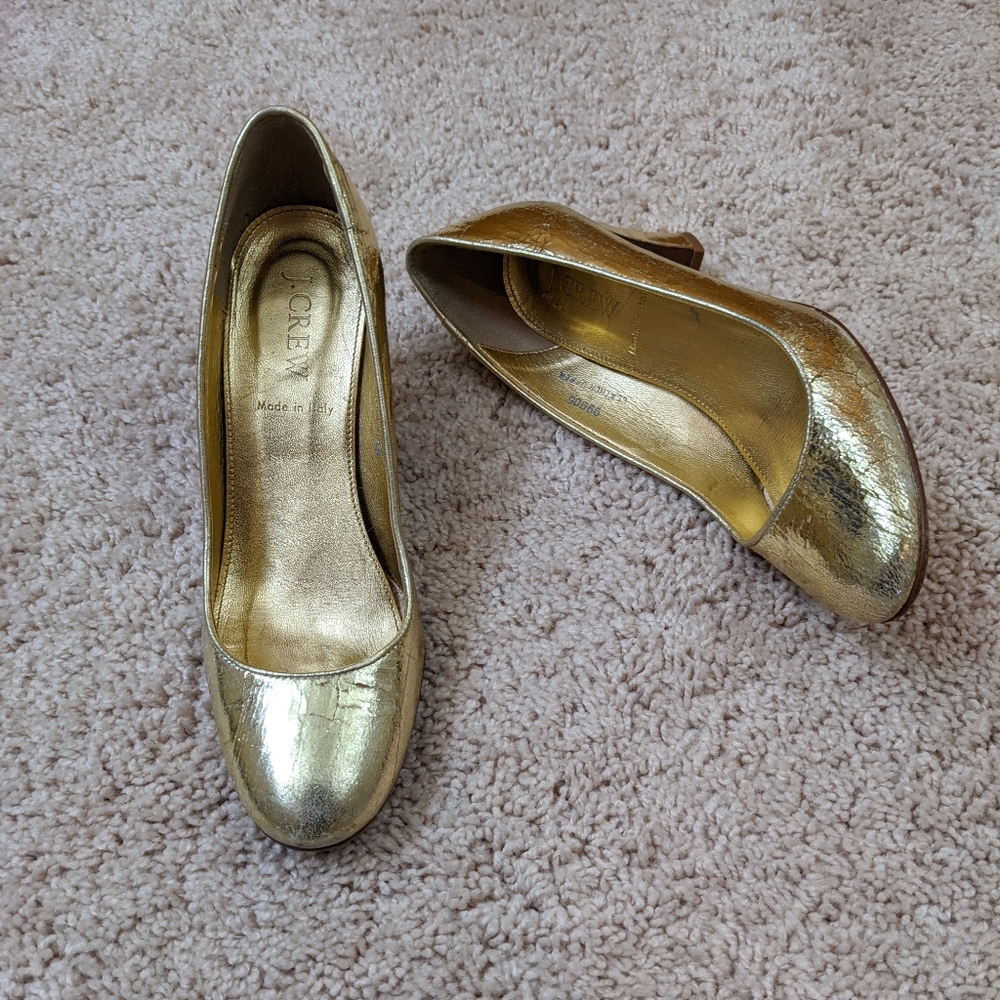 J. Crew gold pumps